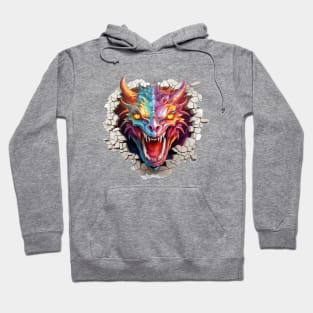 Dragon Head Crack In A Wall 3d Art Hoodie